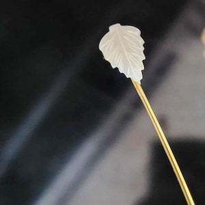 Vintage Lapel Pin Mother of Pearl Shell Leaf Shape