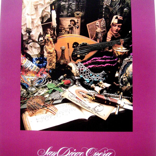 Vintage Poster Julius Friedman San Diego Opera Art Photograph Graphic Design Purple 1980s