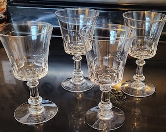 Vintage Fostoria Crystal Stems Dolly Madison Wine Water Glasses Large Toast Glasses Wedding Holiday Glasses 1940s Set of Four