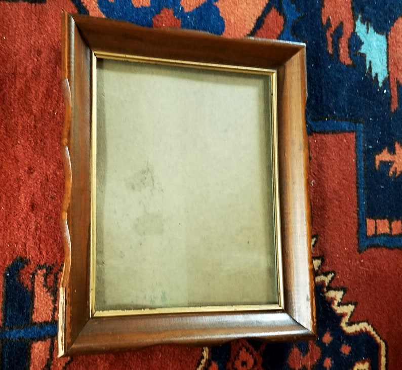 Vintage Walnut Wood Frame Scalloped Edge Wedding Frame 8 x 10 1980s