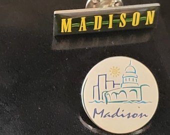 Vintage Madison Wisconsin Pins Pinbacks Set of Two