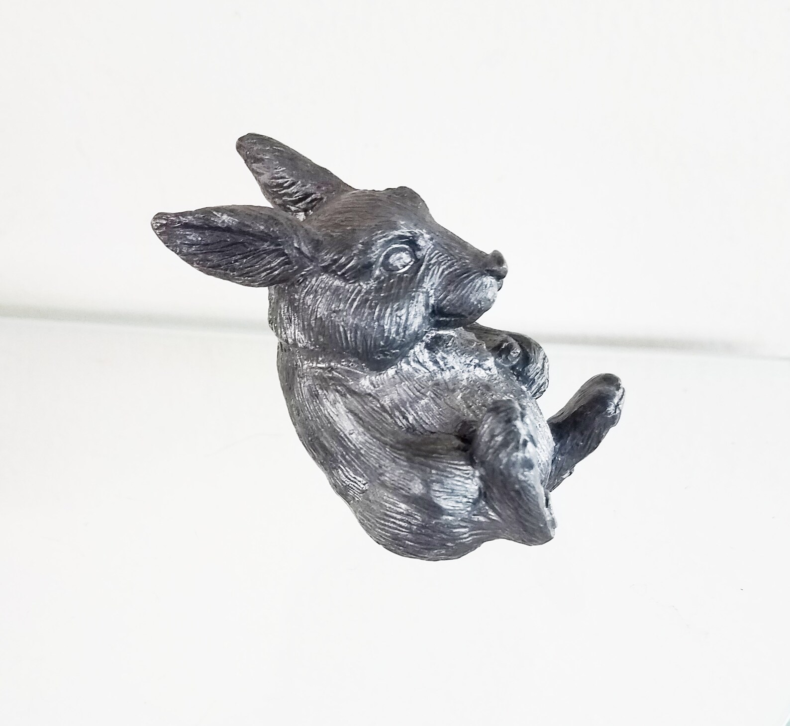 Vintage Pewter Rabbit Figurine Michael Ricker Reclining Rabbit Etsy