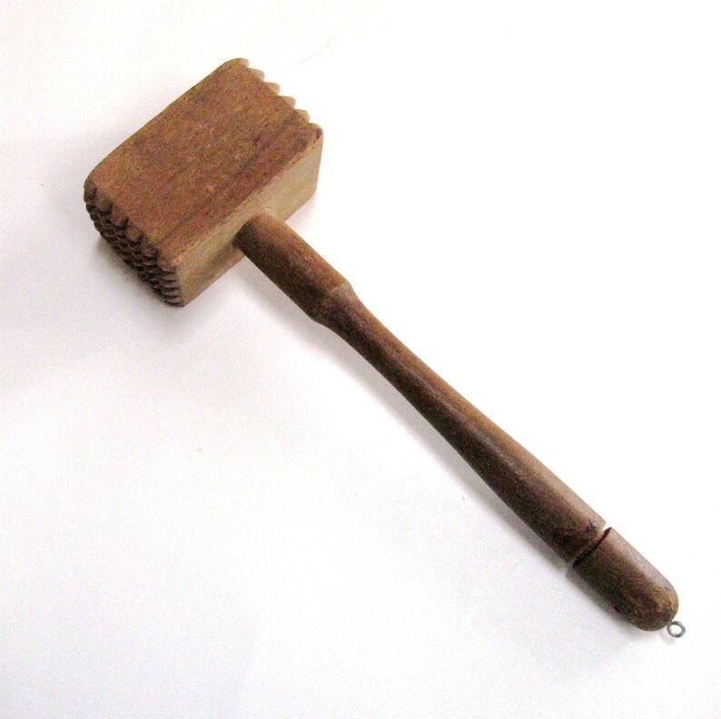 Vintage Wooden Mallet Meat Tenderizer Rustic Primitive Wood Etsy