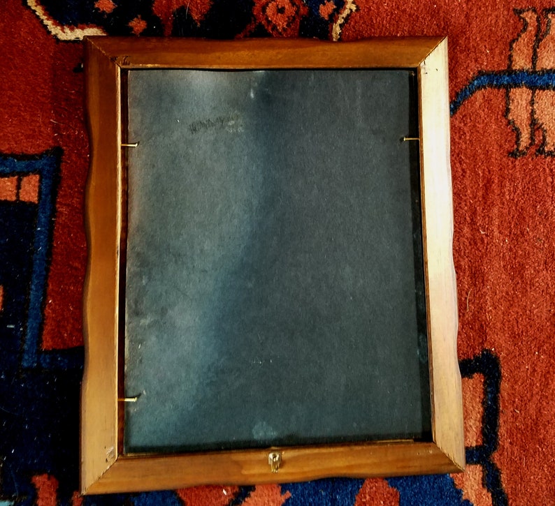 Vintage Walnut Wood Frame Scalloped Edge Wedding Frame 8 x 10 1980s