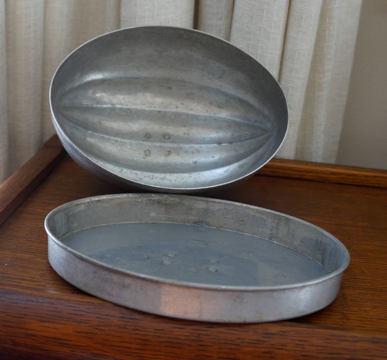 Vintage Pudding Mold Jello Tin Rustic Bombe Melon Shape Jello Etsy