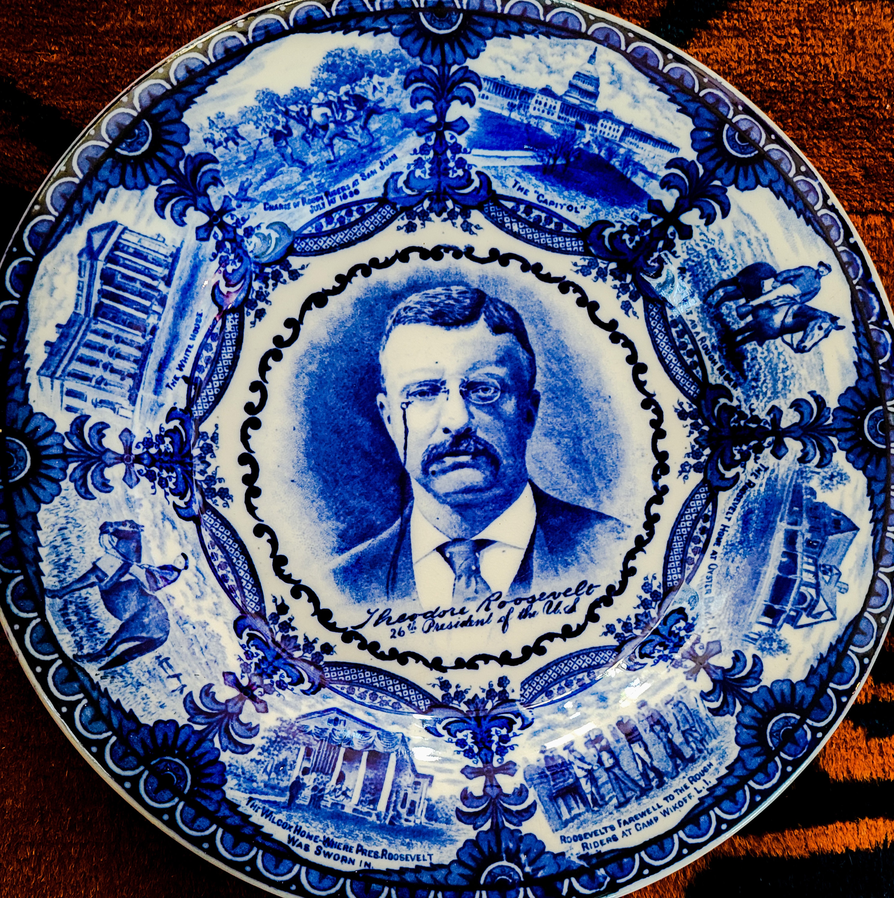 Theodore Roosevelt Collector Gift Plate Transferware Historical