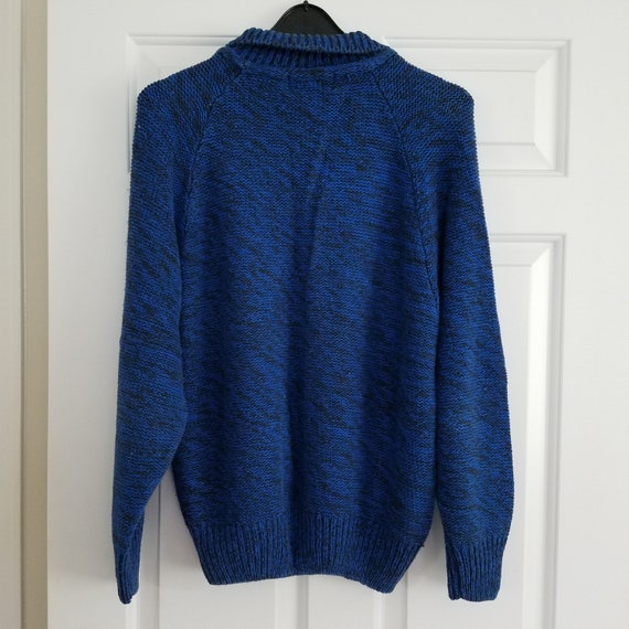 Vintage Sweater Blue Button Collar Long Sleeve Wo… - image 7