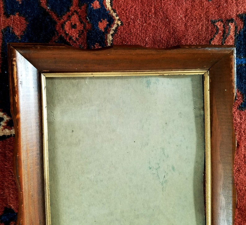 Vintage Walnut Wood Frame Scalloped Edge Wedding Frame 8 x 10 1980s