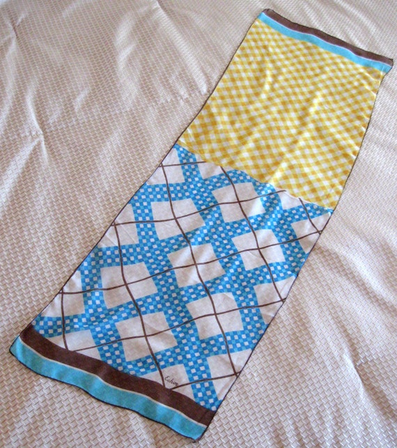 Vintage Echo Scarf Designer Checks Squares Chiffo… - image 5