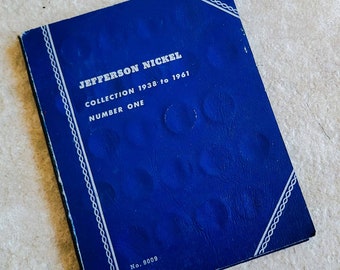 Jefferson Nickel Collection Book Number One 1938 to 1969 Album Partially Full 45 Coins