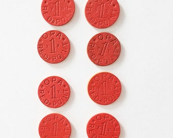 Vintage OPA Tokens Rationing Tokens Red Point Ration Tokens World War Two Ration Tokens Eight