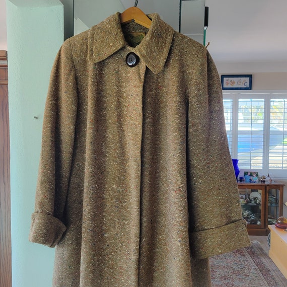 1940s Rare Ricemor Tweed Swing Coat Wool Brown Wh… - image 4