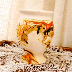 Vintage Pottery Vase Nemadji Indian Style Southwestern Home Decor Sand Jug  Swirl Clay Pot Rust Orange Brown