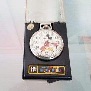 Mickey Mouse Collector Pocket Watch Disney Character Watch With Box Bradley Time Division