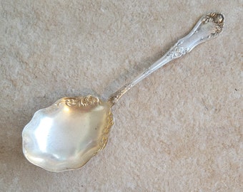 Vintage Gravy Ladle Sauce Server Rosemary Rockford Silverplate Fluted Gold Wash 1906