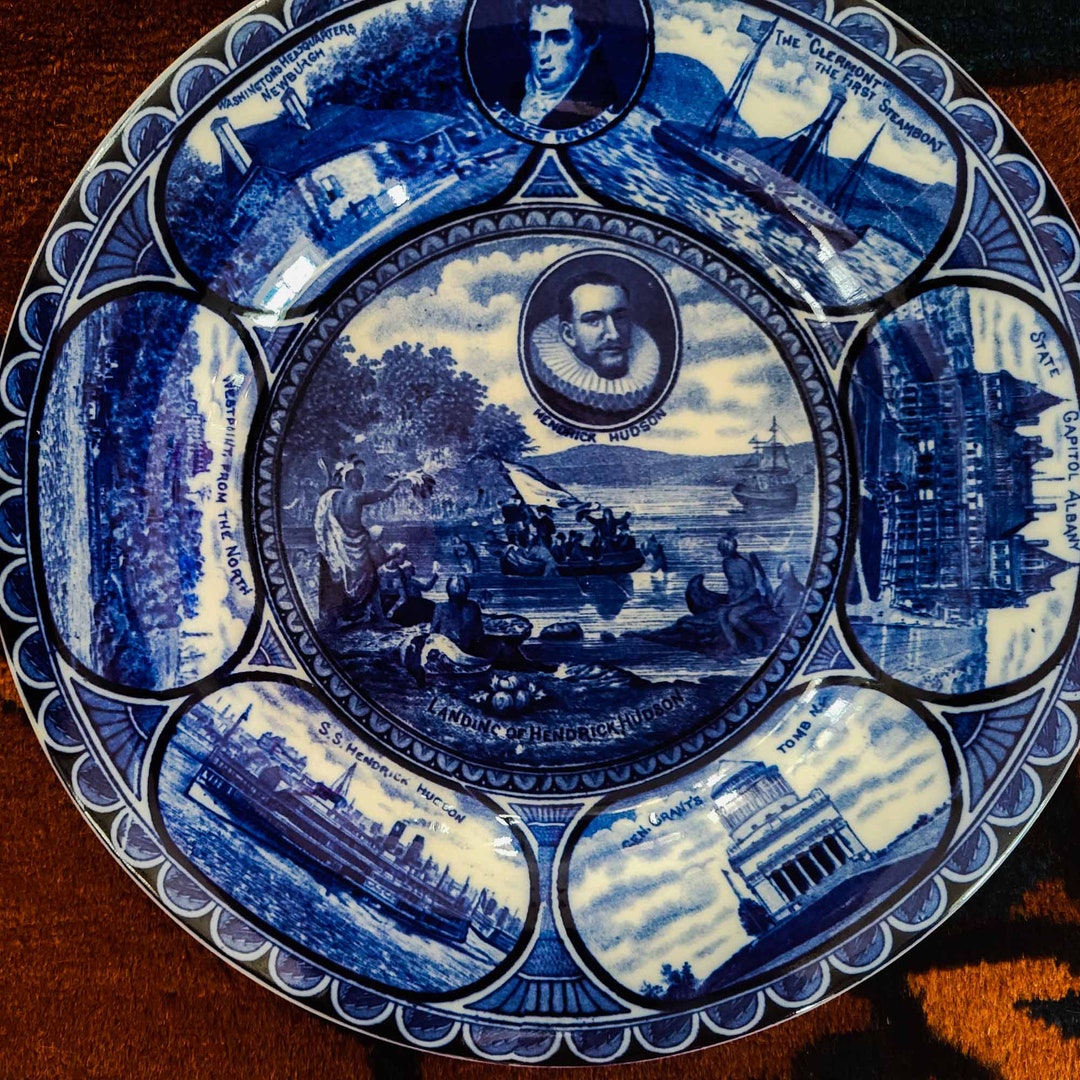 Vintage Historical Plate Landing of Hendrick Hudson Staffordshire