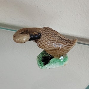 Vintage Chinese Mud Bird Figurine: Glazed Pottery Terrarium Decor