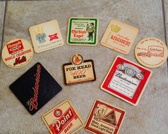 Vintage Beer Coasters Variety Pack Collectors Dream Mostly Wisconsin Beer Collection 10 Coasters