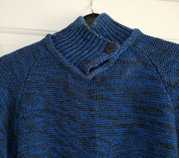 Vintage Sweater Blue Button Collar Long Sleeve Wo… - image 6