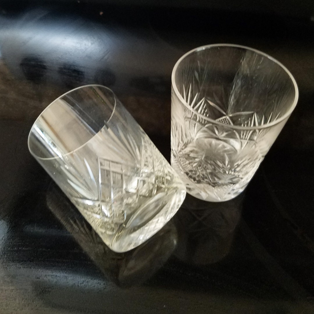 Vintage Cut Glass Tumblers Cocktail Glass Crystal Clear Wedding Gift Set of Two 1950s Etsy