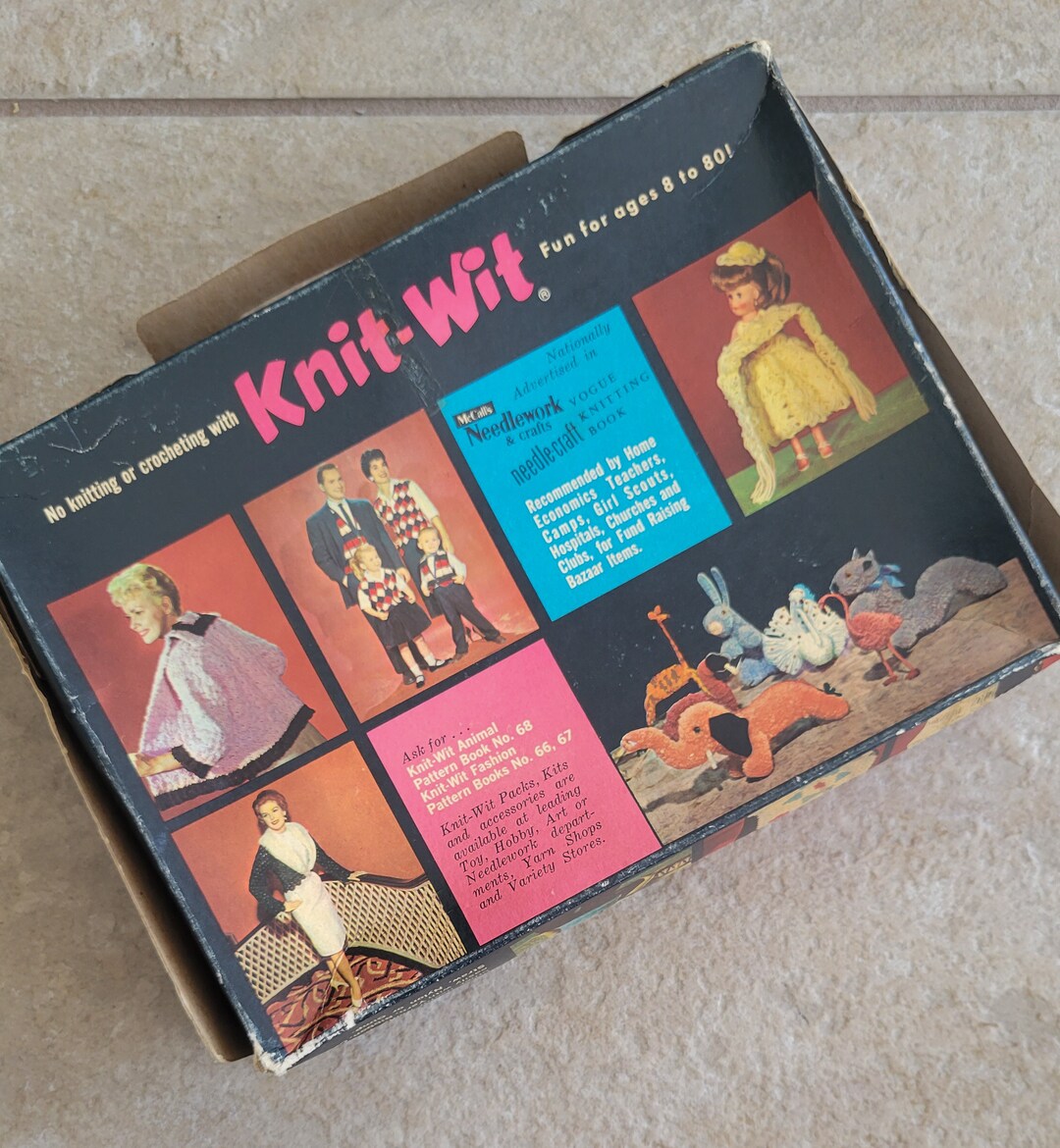Vintage Knitwit Handicraft Kit With Patterns Retro Knitting Set 1960s