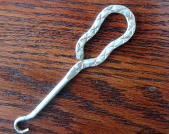 Vintage Button Hook Boot Shoe Hook Silver Metal Steel 1920s