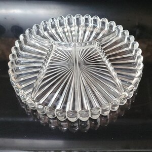 Vintage Heisey Glass Relish Dish: Crystolite Starburst Pattern, Mid Century Serving Tray