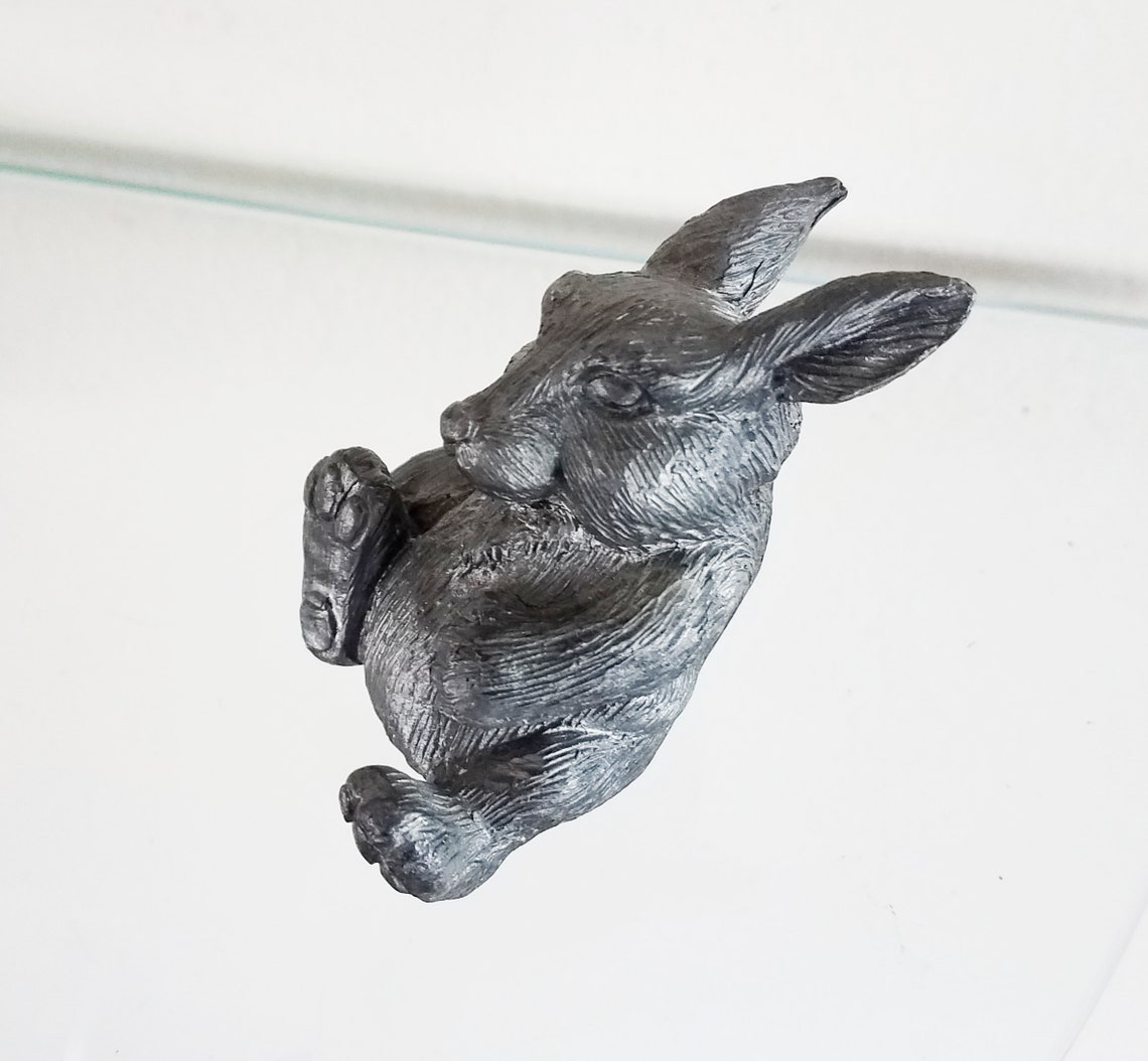 Vintage Pewter Rabbit Figurine Michael Ricker Reclining Rabbit Etsy