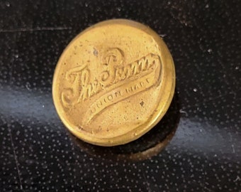 Vintage Button The Penn Union Made Wobble Shank Gold Color Metal 1900s