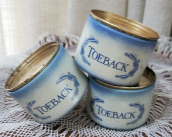 Vintage Tin Box Smoking Tobacco Collector Toeback Sampler Tins Blue Kitchen Set of Three