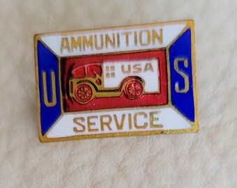 Vintage World War I Patriotic Lapel Pin US Ammunition Service Military Collectible 1914