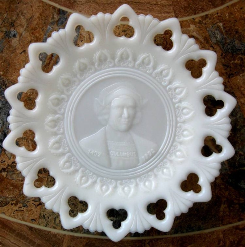Vintage Milk Glass Plate Worlds Fair Columbian Exposition Etsy