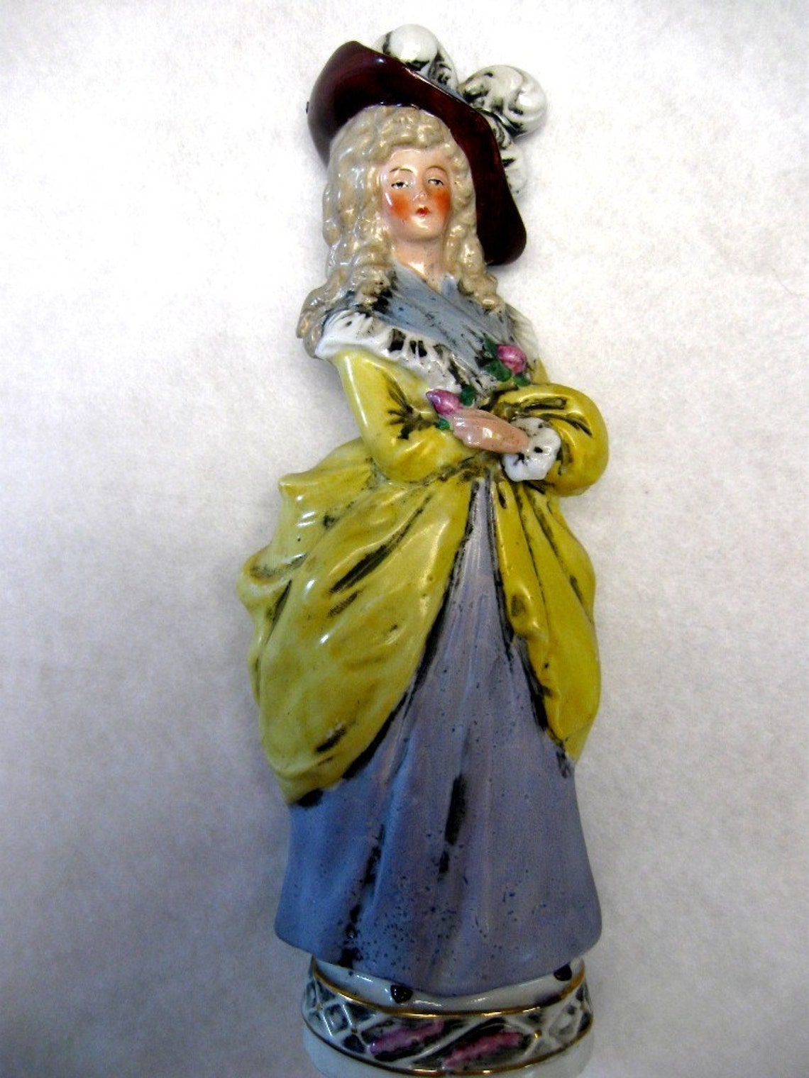 Vintage Victorian Figurines Couple Yellow Blue Porcelain Etsy