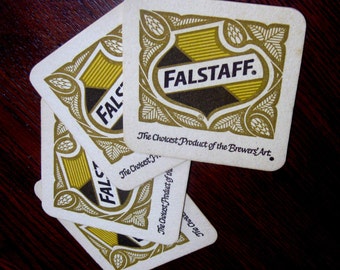 Falstaff Beer Coasters Collectible Breweriana St Louis MO 1950s Set of Four Vintage Gift for Him