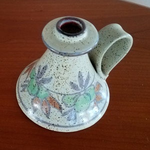 Vintage Lopez Pottery Candleholder: Colorado Studio Art Floral Design