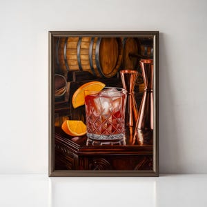 Vintage Negroni Cocktail Print, Retro Bar Cart Decor, Drinks Wall Art, Trendy Poster, Alcohol Wall Art, Old Fashioned Art, Man Cave Decor