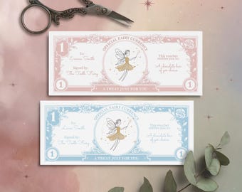 Tooth Fairy Money, Printable Tooth Fairy Voucher, Tooth Fairy Letter Extras, Lost Tooth Template, Fully Editable, Pink & Blue Options