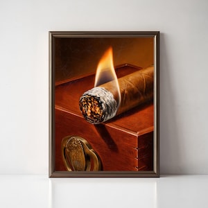 Vintage Cigar Poster, Gift for Cigar Lovers, Retro Cigar Wall Art, Man Cave Decor, Masculine Office Print, Bar Cart&Smoker Poster, Gift Idea