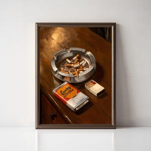 Lucky Strike Print, Retro Matchbox Wall Art, Cigarette Pack Art, Bar Cart Poster, Man Cave Decor, Office Wall Art, Father's Day Gift