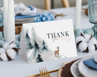 Baby It&#39;s Cold Outside Baby Shower Thank You Card, Winter Thank You Card Template, Baby Shower Thank You Card, Editable Digital Download