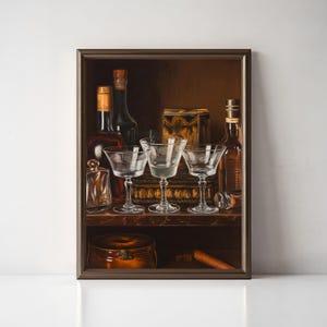 Vintage Bar Cart Print, Retro Liquor Art, Classic Cocktail Poster, Drinks Wall Art, Trendy Kitchen Poster, Spirits Print, Man Cave Decor