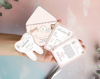 Pink Tooth Fairy Letter Set, Certificate, Receipt (Printable Templates)