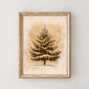 Arte mural de árbol de Navidad, impresión vintage de árbol de Navidad, arte mural navideño vintage, decoración de pared navideña de invierno, decoración navideña, arte mural rústico