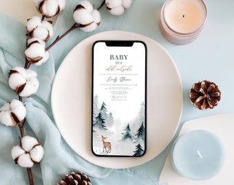 Baby It&#39;s Cold Outside Electronic Invite, Winter Baby Shower Evite, Winter Wonderland Baby Shower E-Invitation, Online Invitation Template