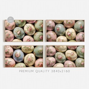 Easter Frame TV Art Set of 4, Floral Easter Egg Samsung Frame Tv Art, Neutral Easter TV Art, Farmhouse Country Decor, Spring Screensaver