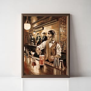 Vintage Speakeasy Bar Print, Retro Jazz Club Poster, Prohibition Era Wall Art, Classic Cocktail Decor, Man Cave & Bar Cart Print,Whiskey Art
