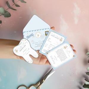 Kit imprimible de Hada de los Dientes Azul, Mini Juego de Cartas de Hada de los Dientes con Sobre, Certificado, Recibo y Carta de Hada, Plantillas Totalmente Editables