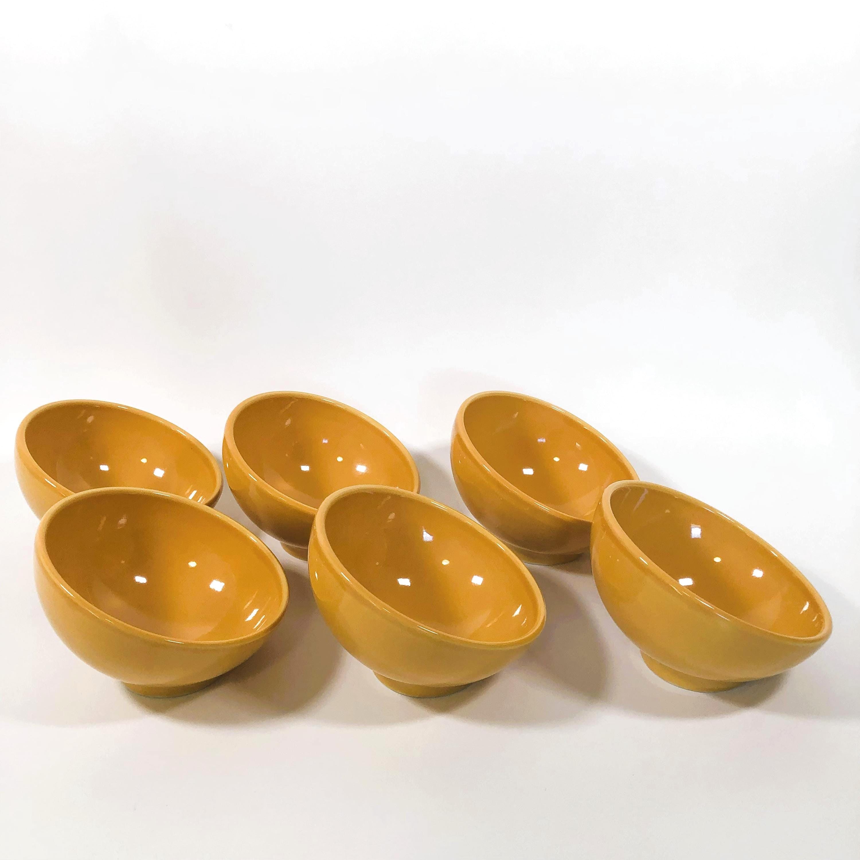 Vintage Syracuse China Half Moon Orb Slanted Bowls MCM Yellow Set of 6