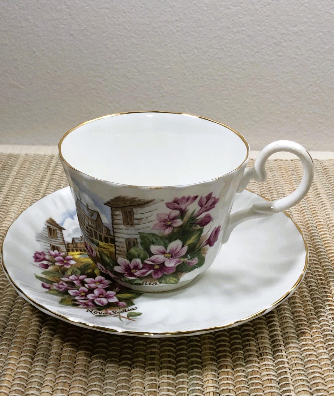 Stuart England. The Rack Royal Stuart England Nova Scotia Teacup and Saucer Set Vintage Souvenir ...