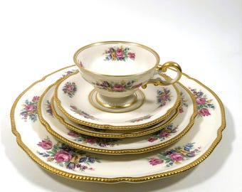 Vintage Castleton Rose Bouquet 5 Piece Place Setting Dinnerware